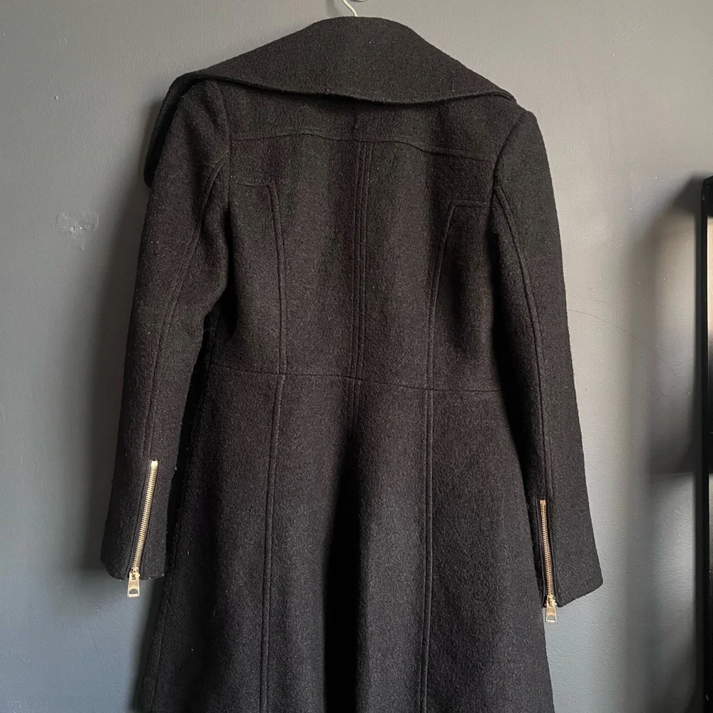 Guess Women’s Black Trench Coat with Gold Zippers